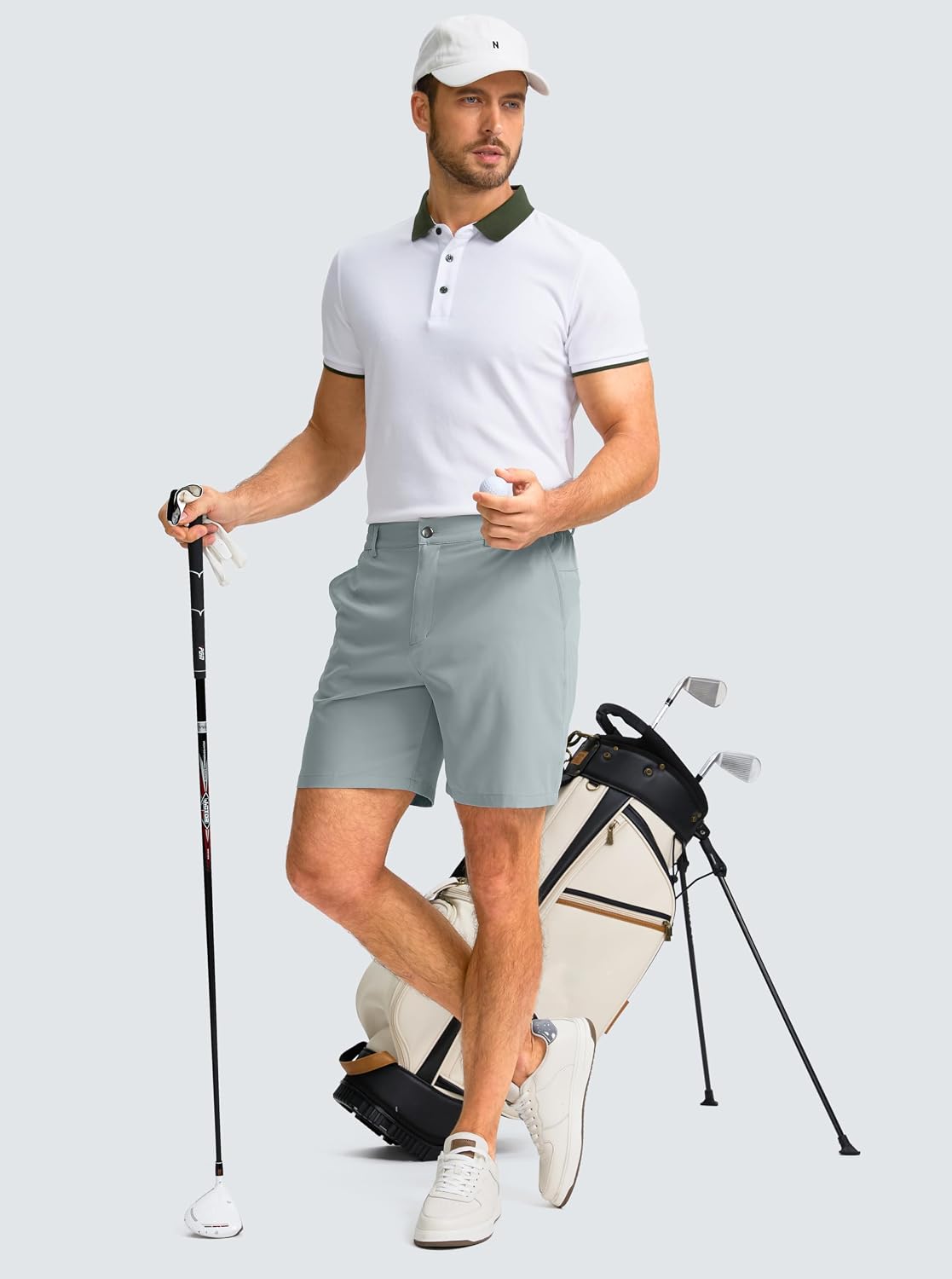 G Gradual Men's Casual Shorts 7" Lightweight Golf Shorts for Men Stretch with 3 Pockets Quick Dry Breathable Work Shorts