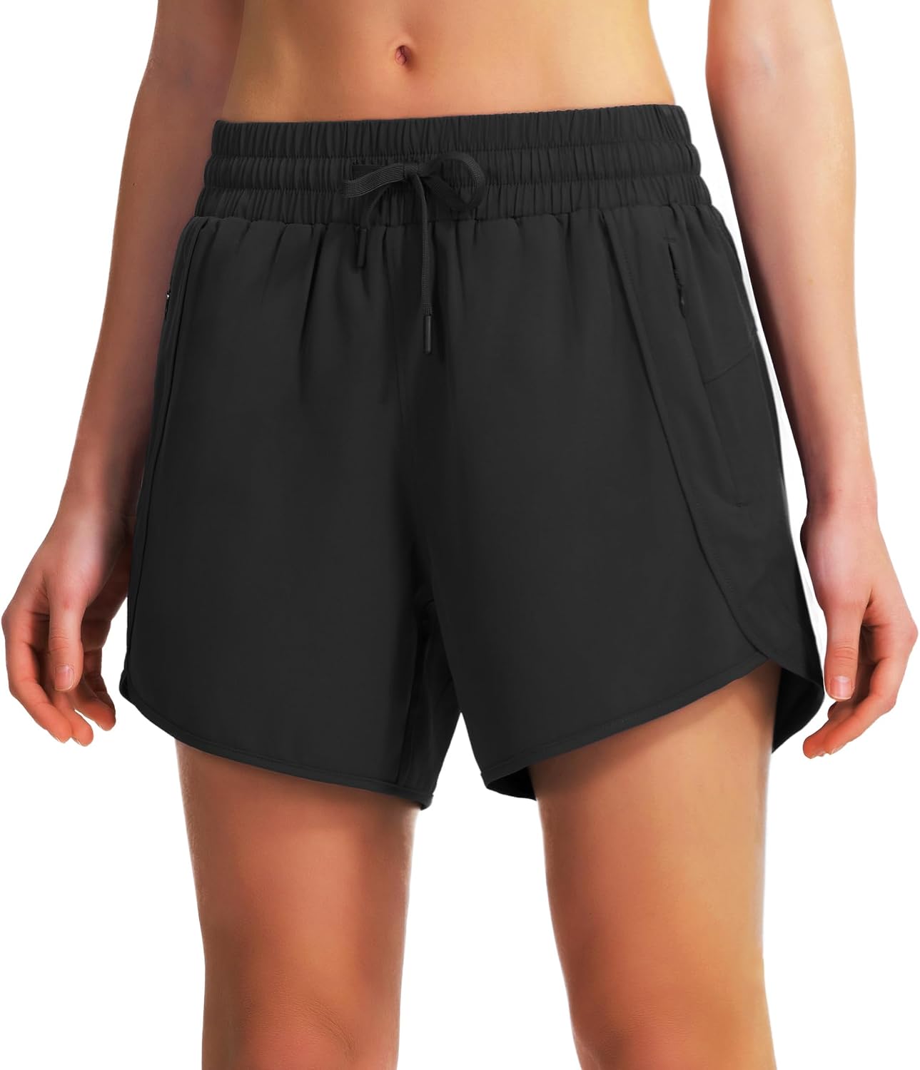 Ksmien Women's 5"/ 7" Athletic Running Shorts Quick Dry Lightweight Workout Gym Shorts with Zipper Pockets UPF 50+