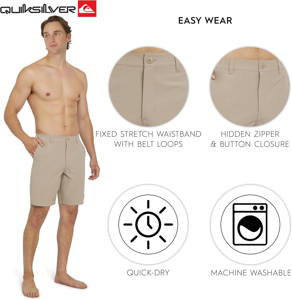 Quiksilver Men's Regular Fit Fixed Waist Water Friendly Active Hybrid Shorts