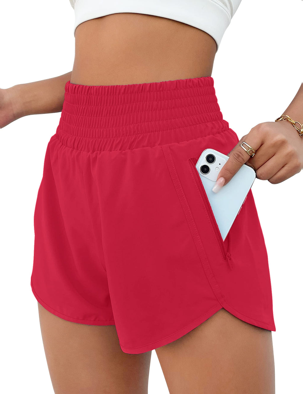 BMJL Women's Athletic Shorts High Waisted Running Short Pocket 2.5" Sporty Shorts Gym Workout Shorts