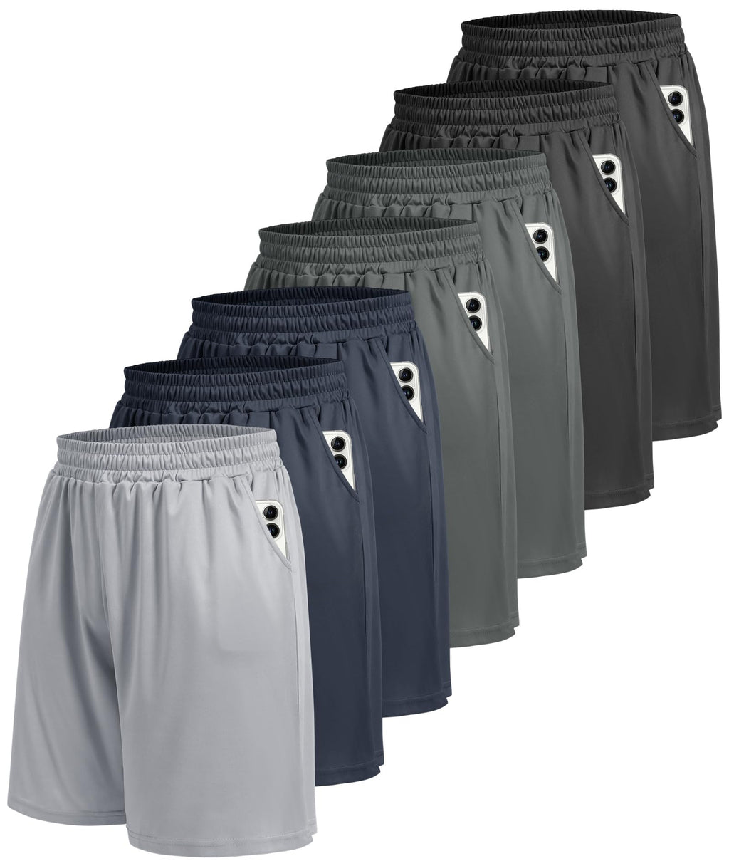 BOOJO 5 Pack Athletic Gym Mens Shorts - Workout Black Quick Dry Basketball Shorts with Pockets for Running Casual Activewear