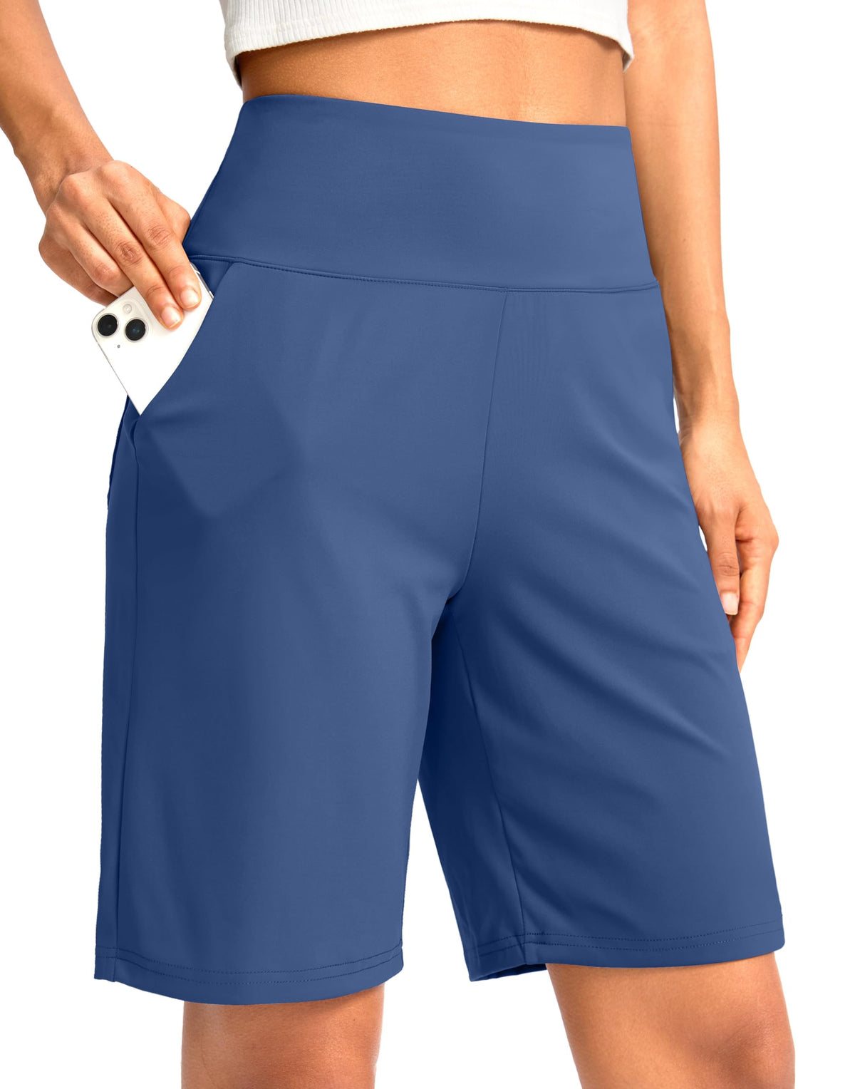 G Gradual Women's Bermuda Long Shorts with Pockets 9"/7"/5" High Waisted Shorts for Women Walking Athletic Workout
