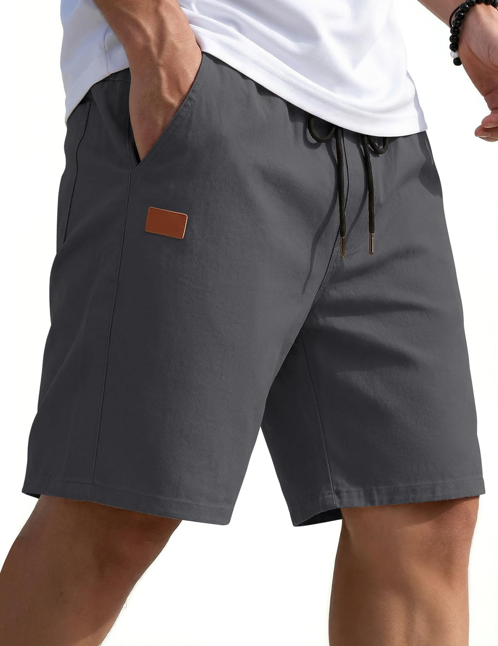 COOFANDY Mens Casual Shorts 9" Chino Cotton Shorts Summer Beach Drawstring Shorts with Pockets