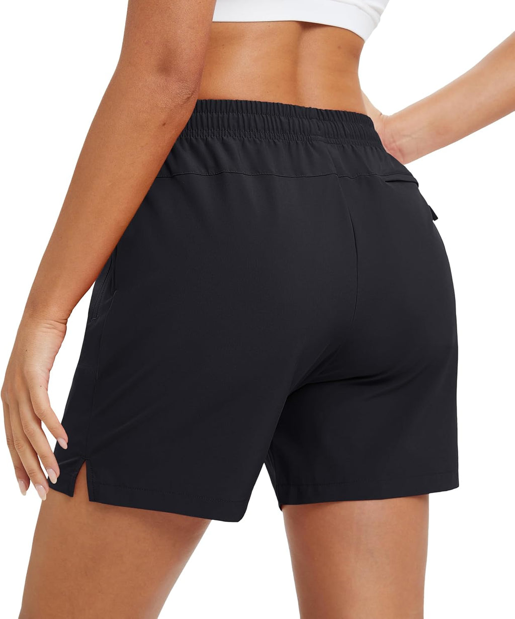 MAGCOMSEN Women's 5" Hiking Shorts UPF 50+ Quick Dry Lightweight Athletic Running Golf Summer Casual Shorts with Pockets