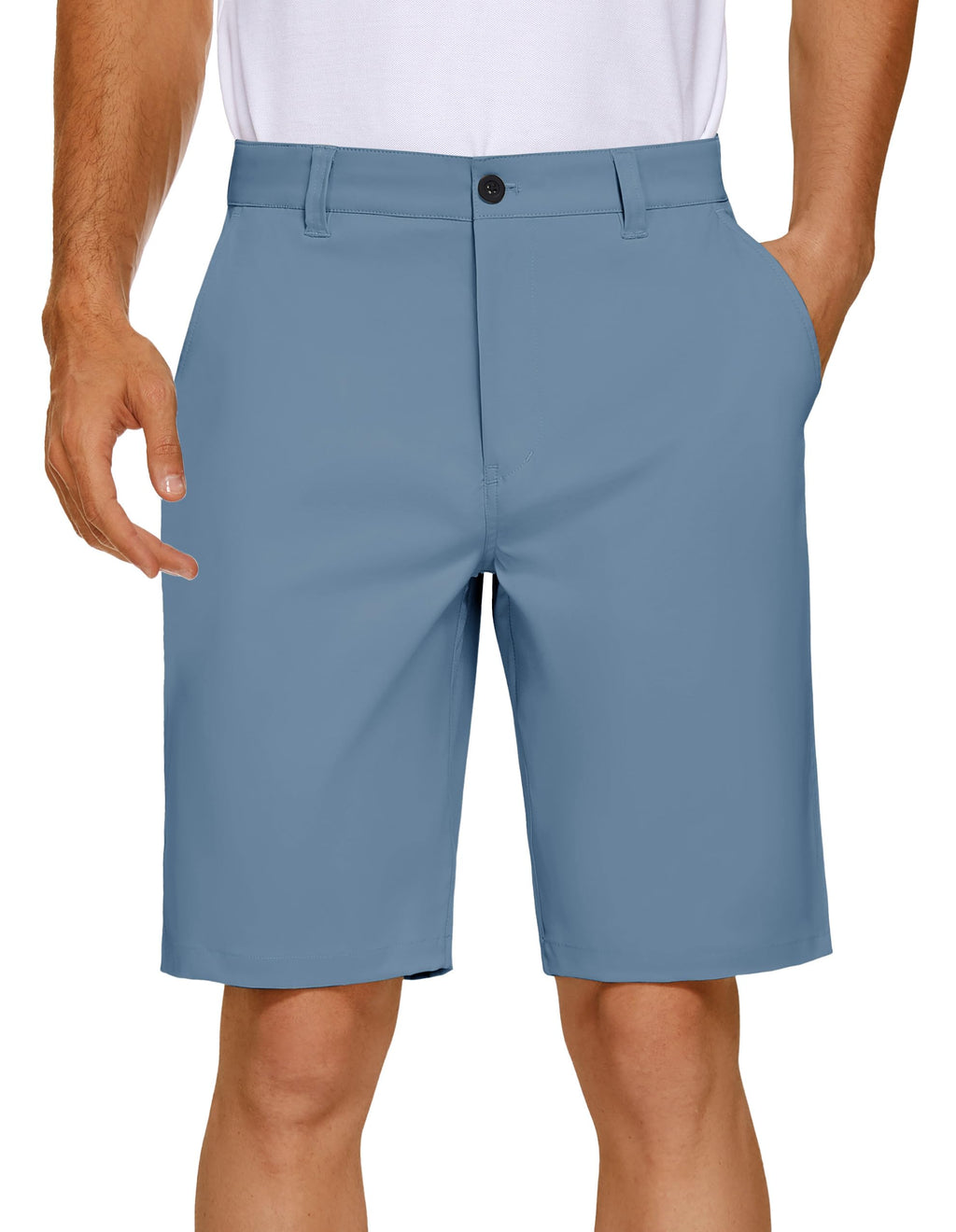 PULI Men's Golf Dress Shorts Flat Front Hybrid 7 Inch Lightweight Quick Dry Chino Casual with Pockets