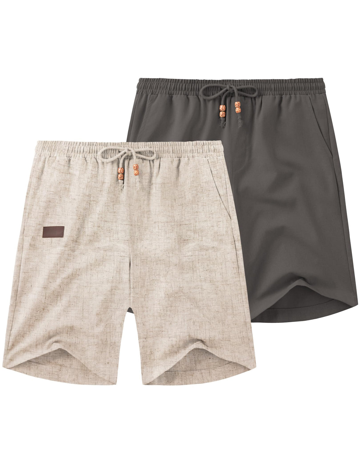 COOFANDY Mens Casual Linen Shorts Elastic Waist Drawstring Loose Fit Summer Beach Vacation Shorts with Pockets