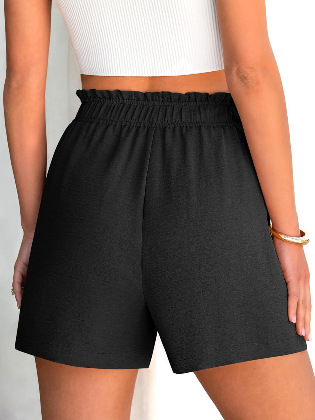 ANRABESS Shorts for Women,Dressy Casual Elastic High Waisted,Comfy Lightweight Airy,Summer Shorts for Beach,Travel & Vacation