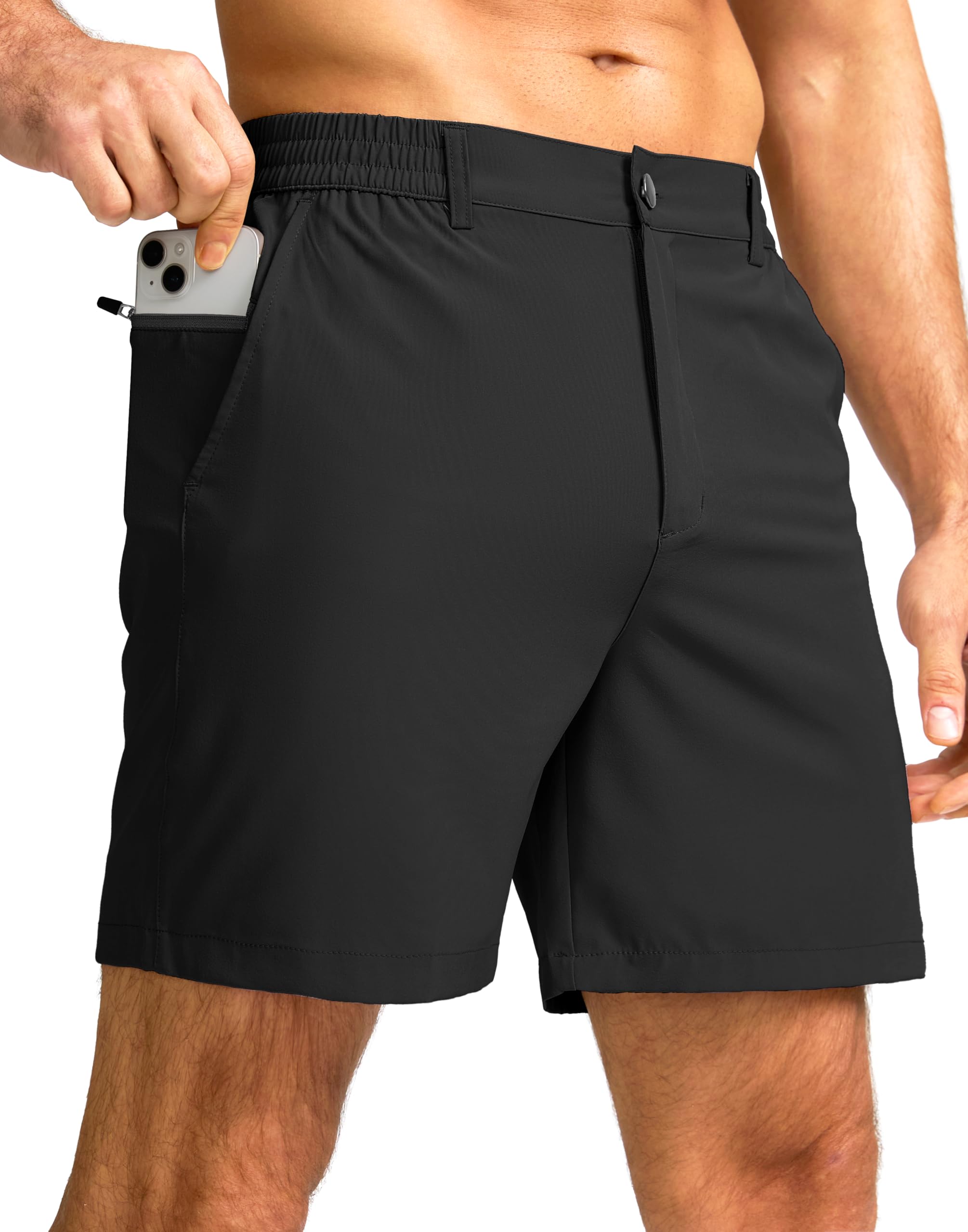 G Gradual Men's Casual Shorts 7" Lightweight Golf Shorts for Men Stretch with 3 Pockets Quick Dry Breathable Work Shorts
