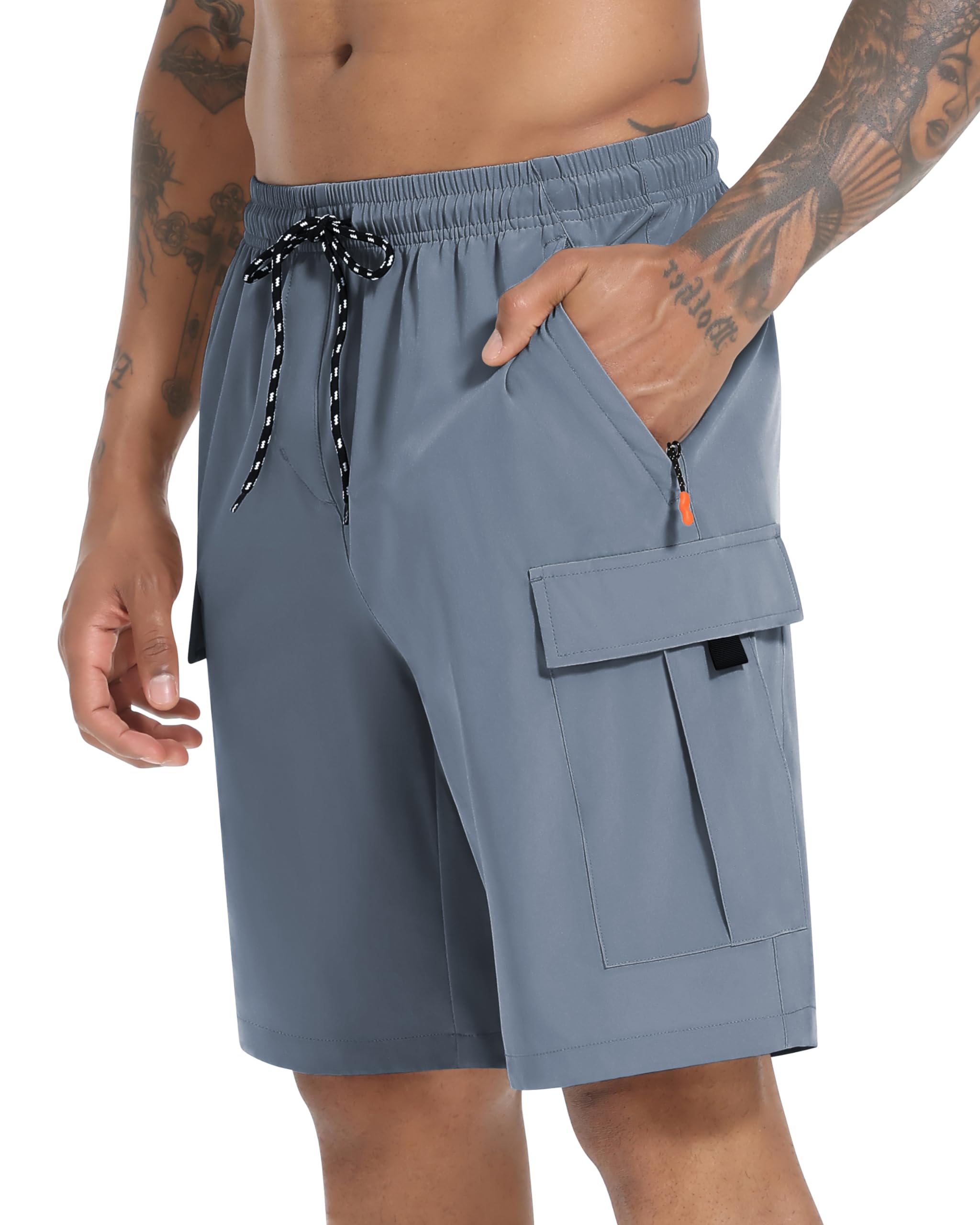 Men's Cargo Shorts Quick Dry Lightweight Stretch Hiking Shorts for Men with 5 Pockets No Lining