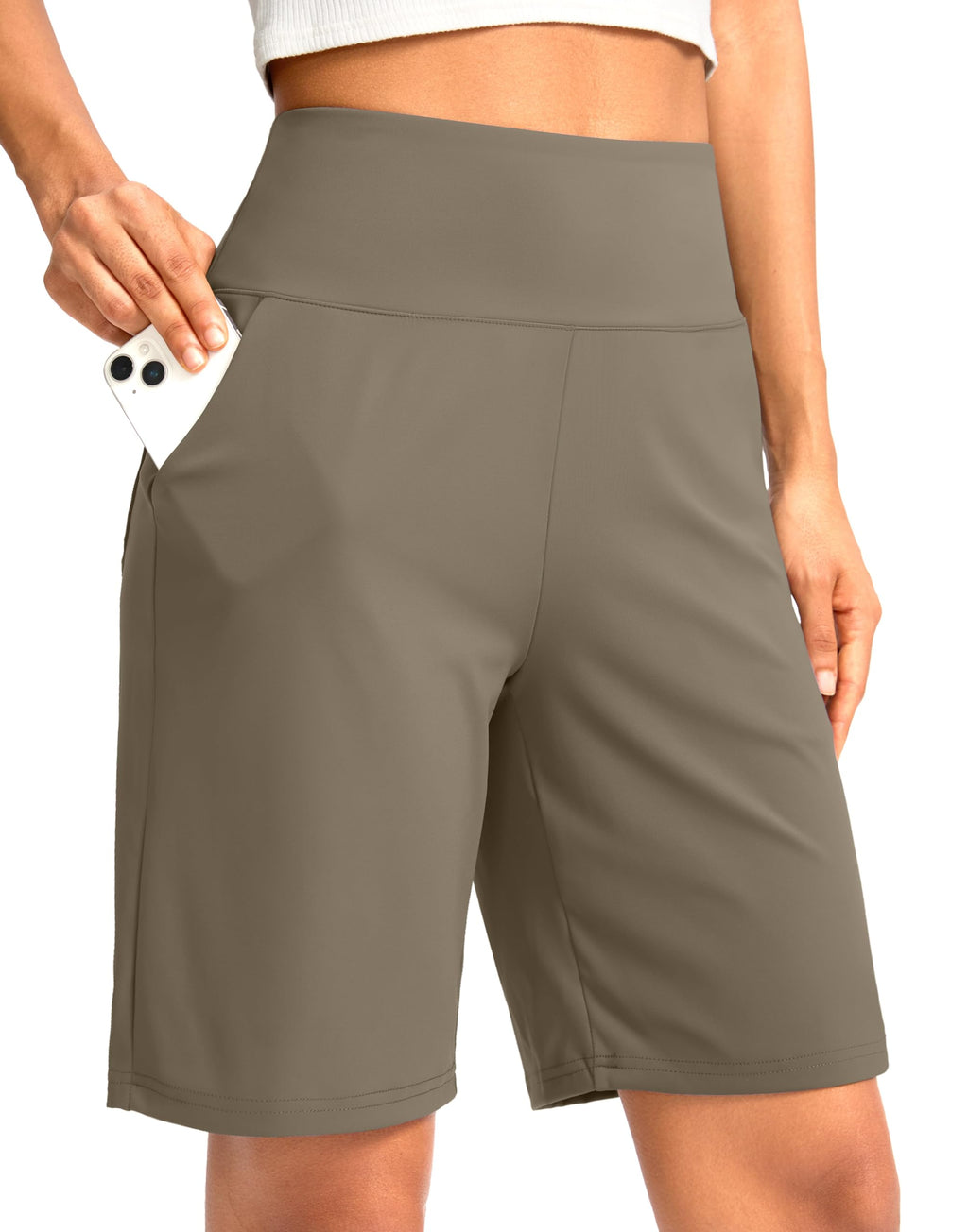 G Gradual Women's Bermuda Long Shorts with Pockets 9"/7"/5" High Waisted Shorts for Women Walking Athletic Workout