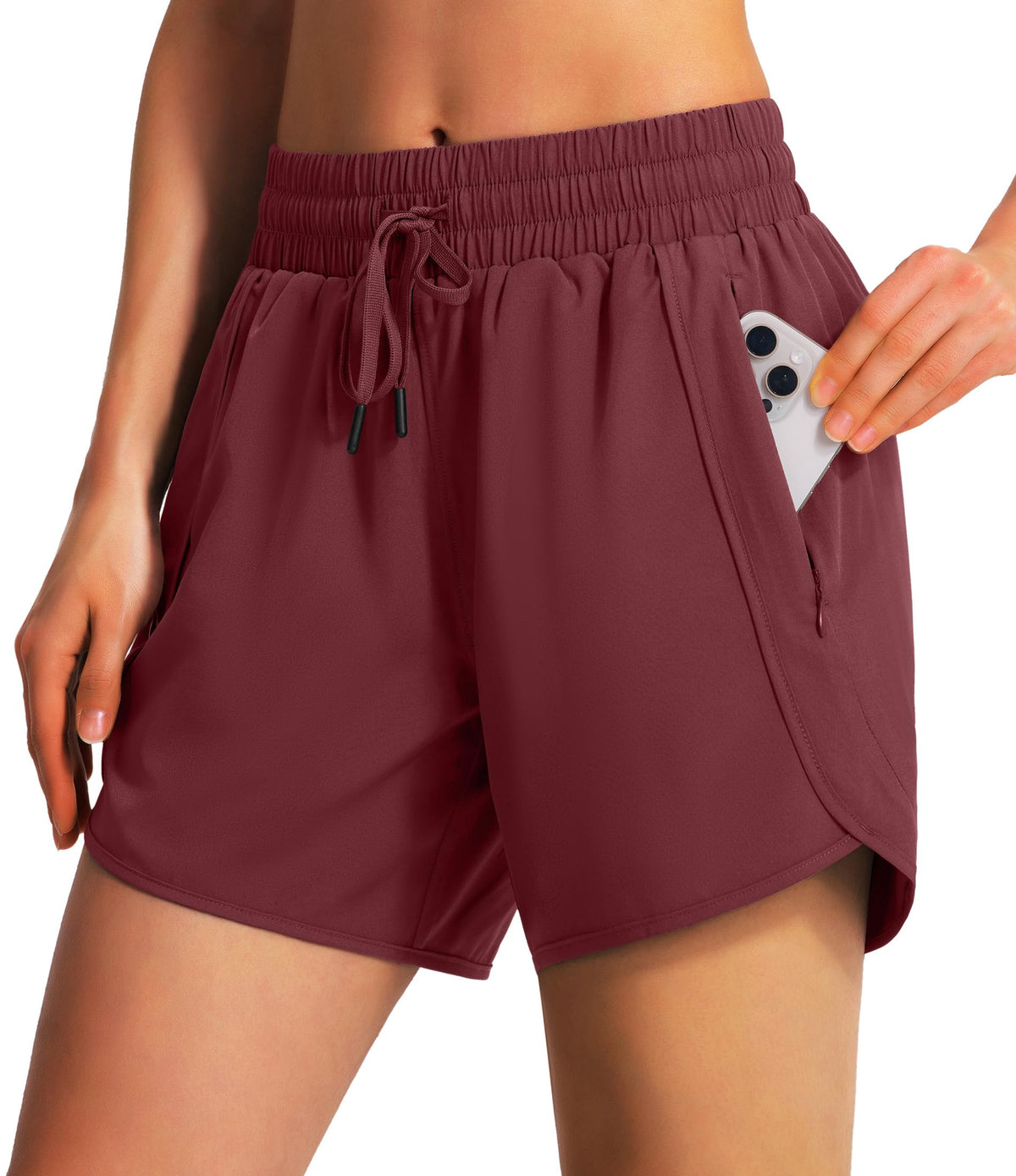 Ksmien Women's 5"/ 7" Athletic Running Shorts Quick Dry Lightweight Workout Gym Shorts with Zipper Pockets UPF 50+