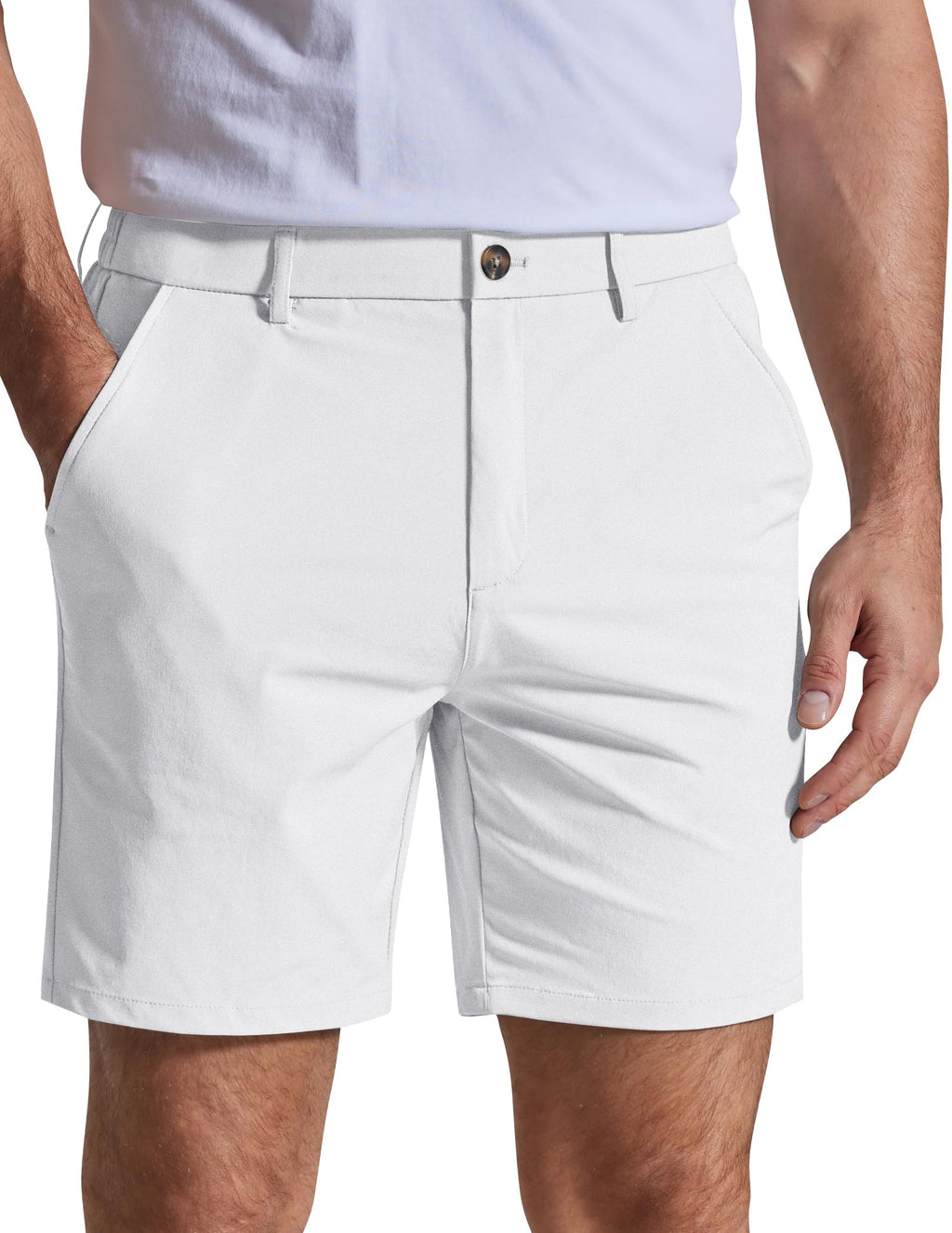 COOFANDY Men's Casual Shorts 7" Stretch Golf Shorts with 4 Pockets Quick Dry Lightweight Shorts Dress for Hiking Work