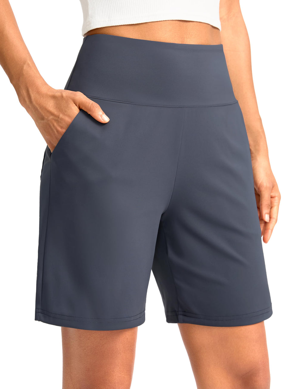 G Gradual Women's Bermuda Long Shorts with Pockets 9"/7"/5" High Waisted Shorts for Women Walking Athletic Workout