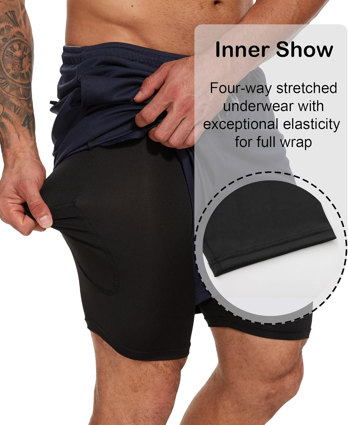 Kinglaman 4 Pack Mens 2 in 1 Running Workout Shorts with Liner, Gym Athletic Quick Dry Sport Shorts with Pockets