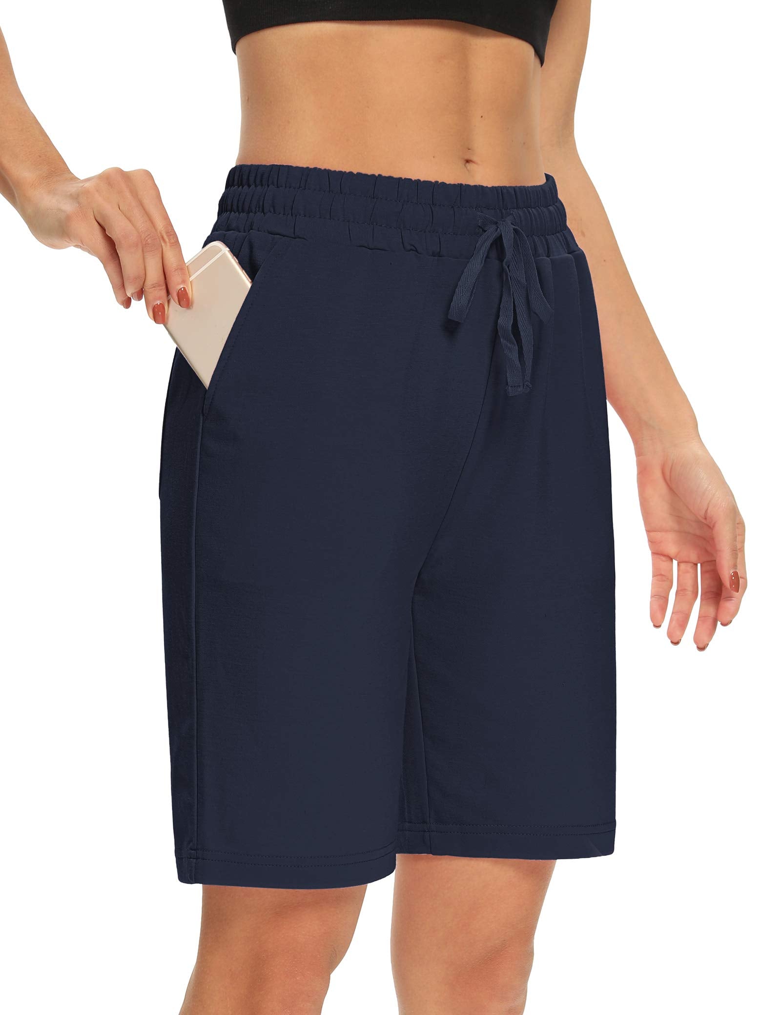DIBAOLONG Womens Yoga Shorts Loose Drawstring Bermuda Shorts with Pockets | Elastic Waist, Comfy Lounge Fit, 3 Pockets