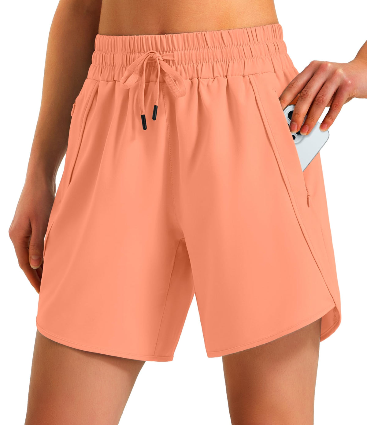 Ksmien Women's 5"/ 7" Athletic Running Shorts Quick Dry Lightweight Workout Gym Shorts with Zipper Pockets UPF 50+