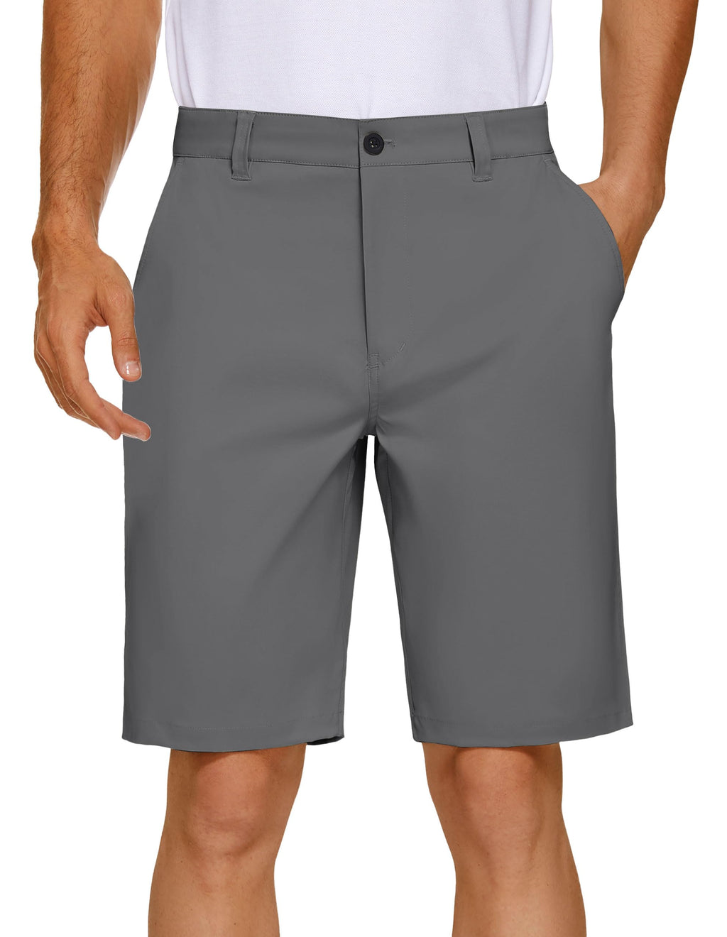 PULI Men's Golf Dress Shorts Flat Front Hybrid 7 Inch Lightweight Quick Dry Chino Casual with Pockets