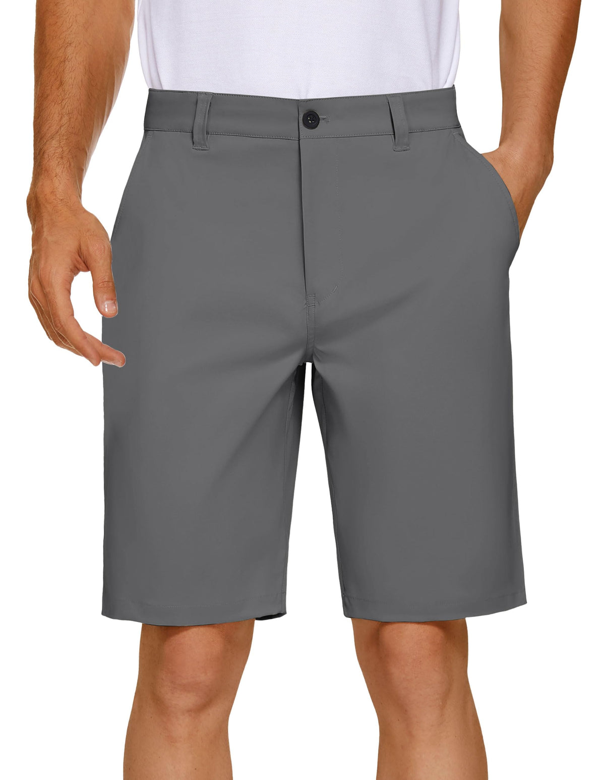 PULI Men's Golf Dress Shorts Flat Front Hybrid 7 Inch Lightweight Quick Dry Chino Casual with Pockets