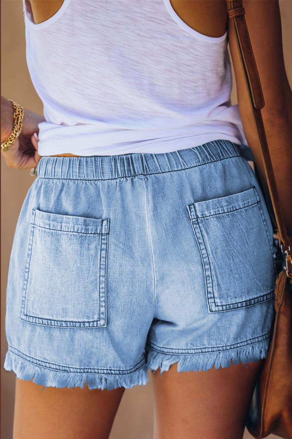 YOCUR Womens Lightweight Shorts Casual Baggy Trendy Hot Pants Elastic Waist Drawstring Comfy Shorts
