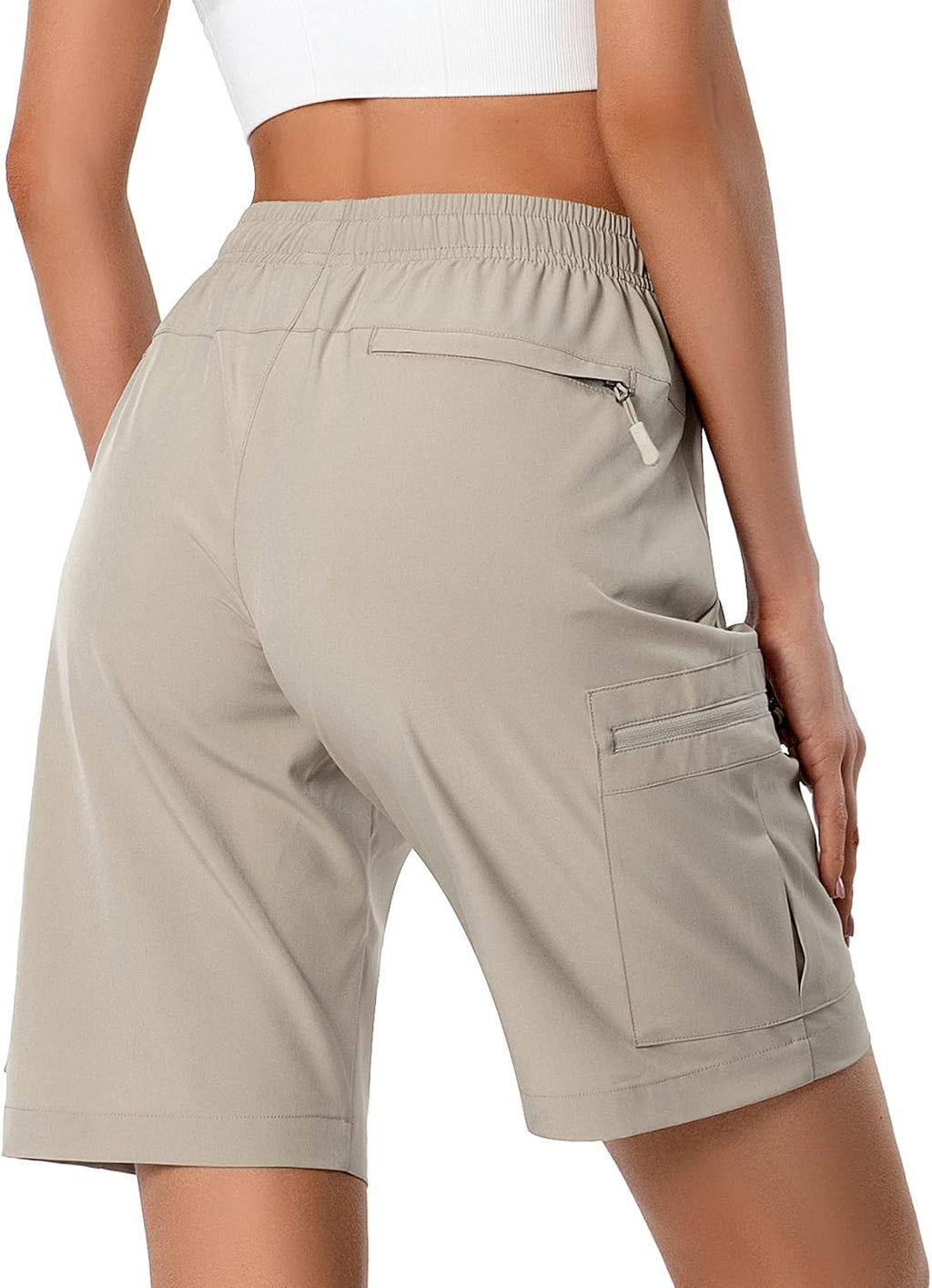 Hugut Women's Lightweight Hiking Cargo Shorts Quick Dry Athletic Shorts Camping Travel Golf Zipper Pockets Water Resistant