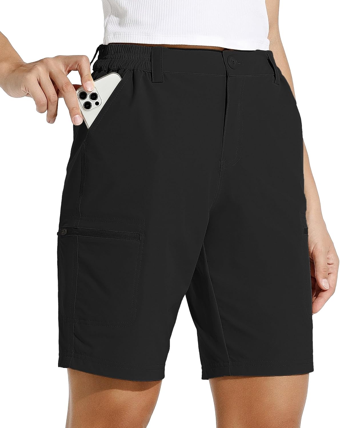 Willit Women's 10" Hiking Cargo Shorts Stretch Golf Active Long Quick Dry Outdoor Summer Shorts