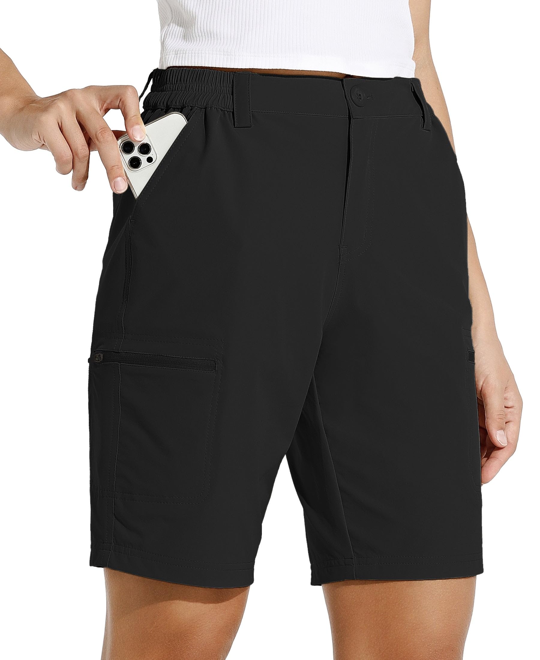 Willit Women's 10" Hiking Cargo Shorts Stretch Golf Active Long Quick Dry Outdoor Summer Shorts
