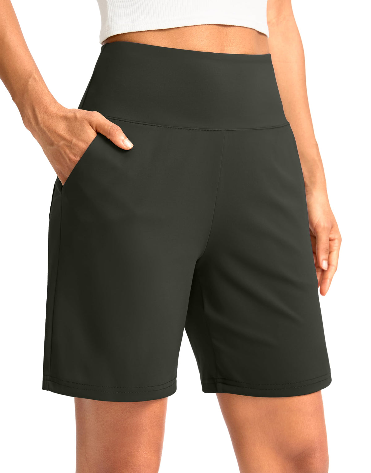 G Gradual Women's Bermuda Long Shorts with Pockets 9"/7"/5" High Waisted Shorts for Women Walking Athletic Workout