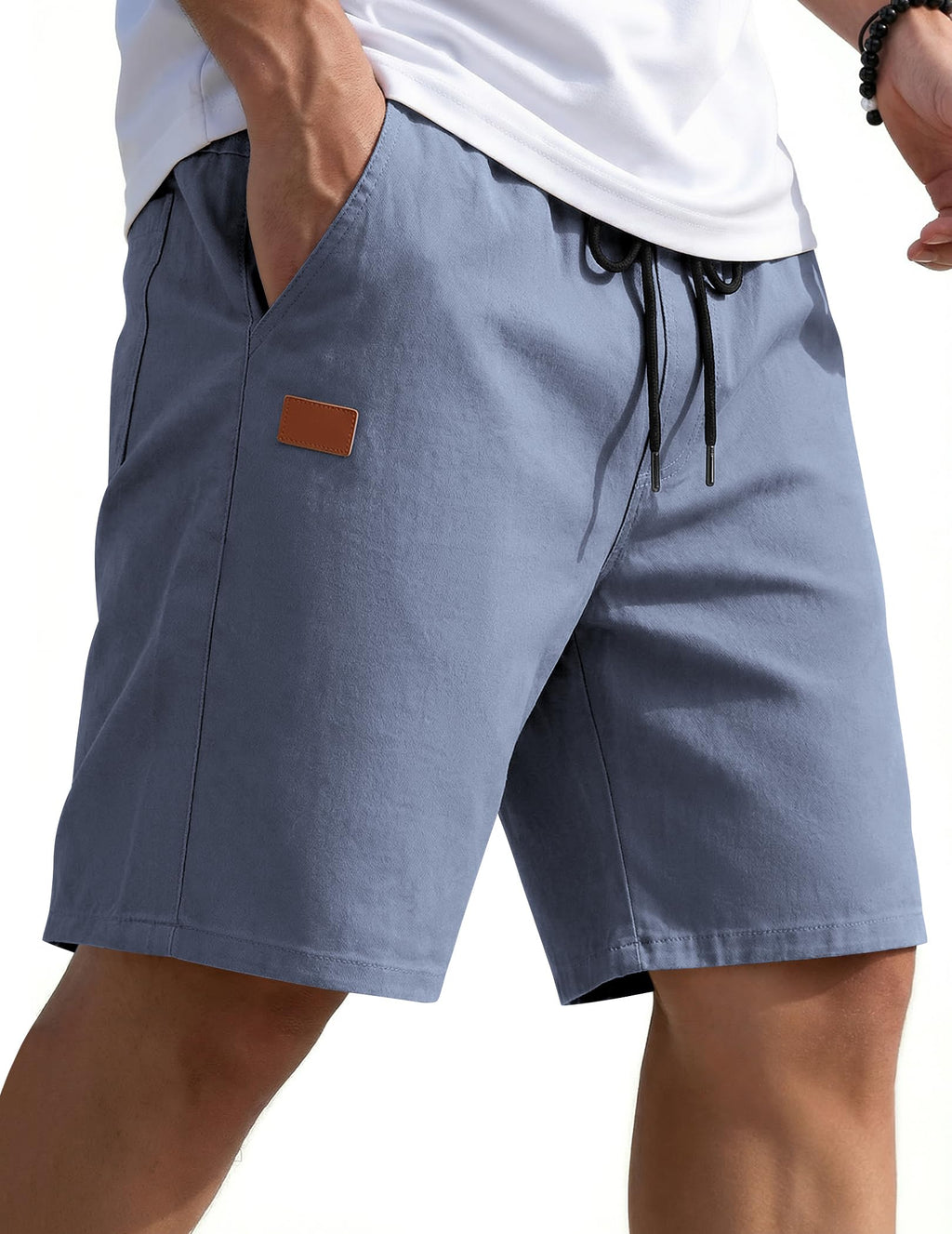 COOFANDY Mens Casual Shorts 9" Chino Cotton Shorts Summer Beach Drawstring Shorts with Pockets