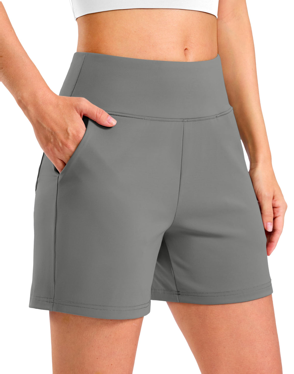 G Gradual Women's Bermuda Long Shorts with Pockets 9"/7"/5" High Waisted Shorts for Women Walking Athletic Workout