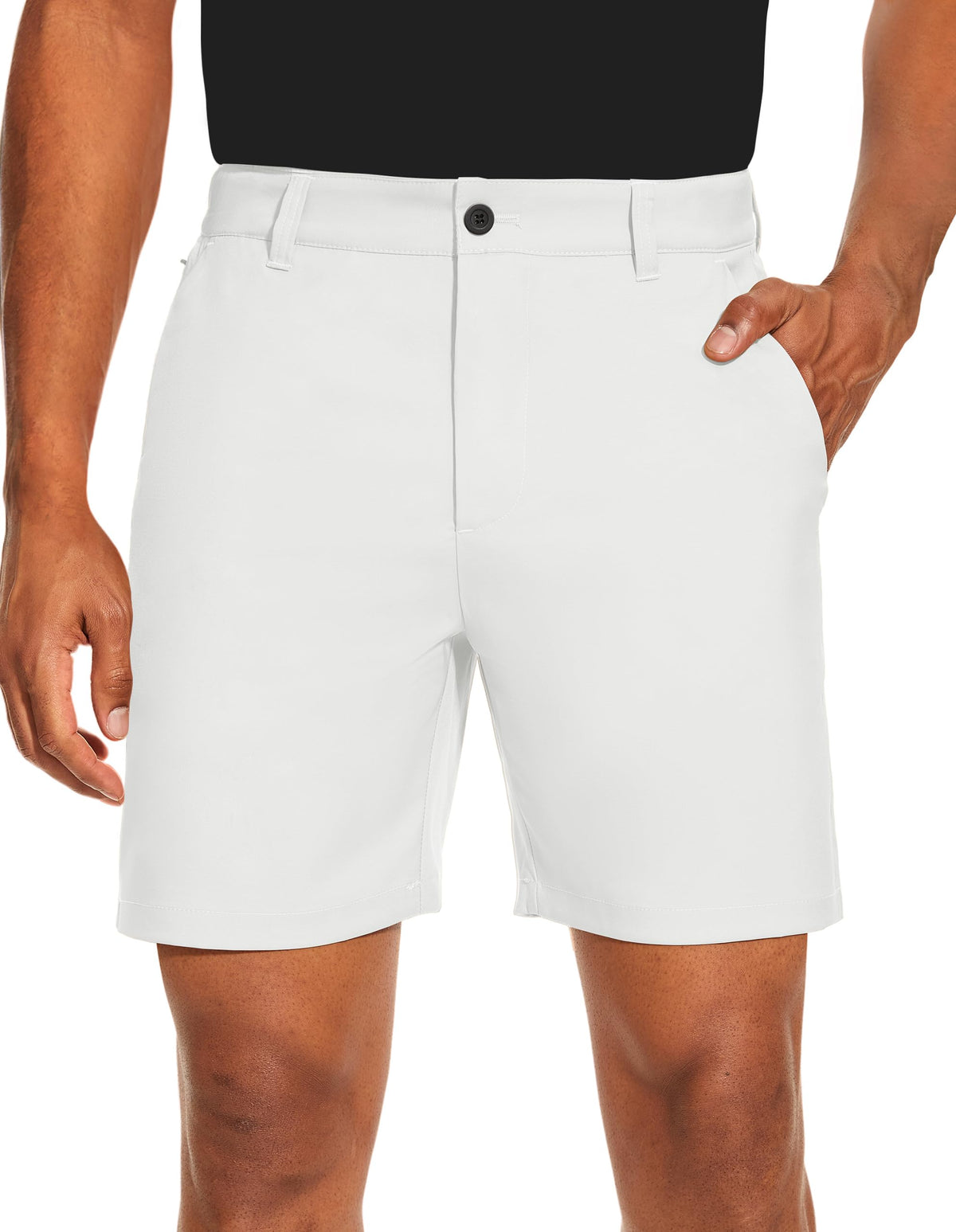 PULI Men's Golf Dress Shorts Flat Front Hybrid 7 Inch Lightweight Quick Dry Chino Casual with Pockets