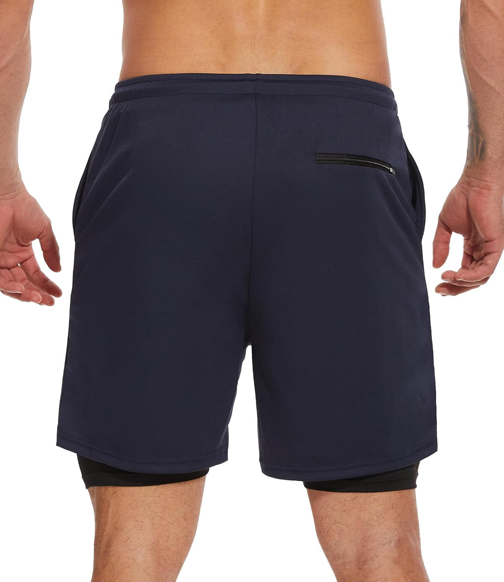 Kinglaman 4 Pack Mens 2 in 1 Running Workout Shorts with Liner, Gym Athletic Quick Dry Sport Shorts with Pockets