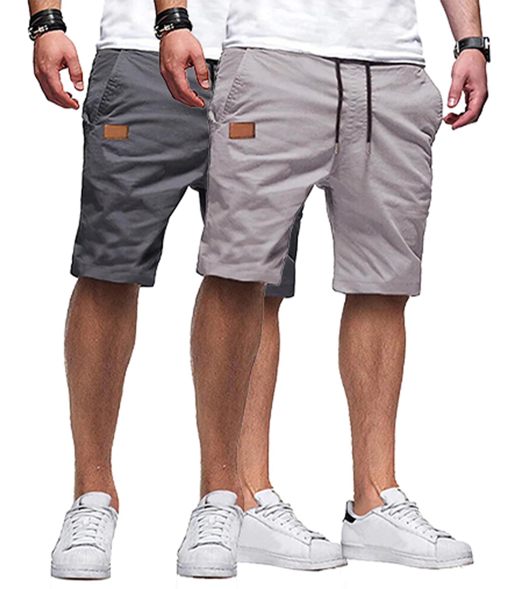 JMIERR Mens Cotton Stretch Shorts Casual Drawstring Twill Chino Shorts | Drawstring Waist, Phone Pockets, Golf, Summer Beach Cruise Outfits, Machine Wash