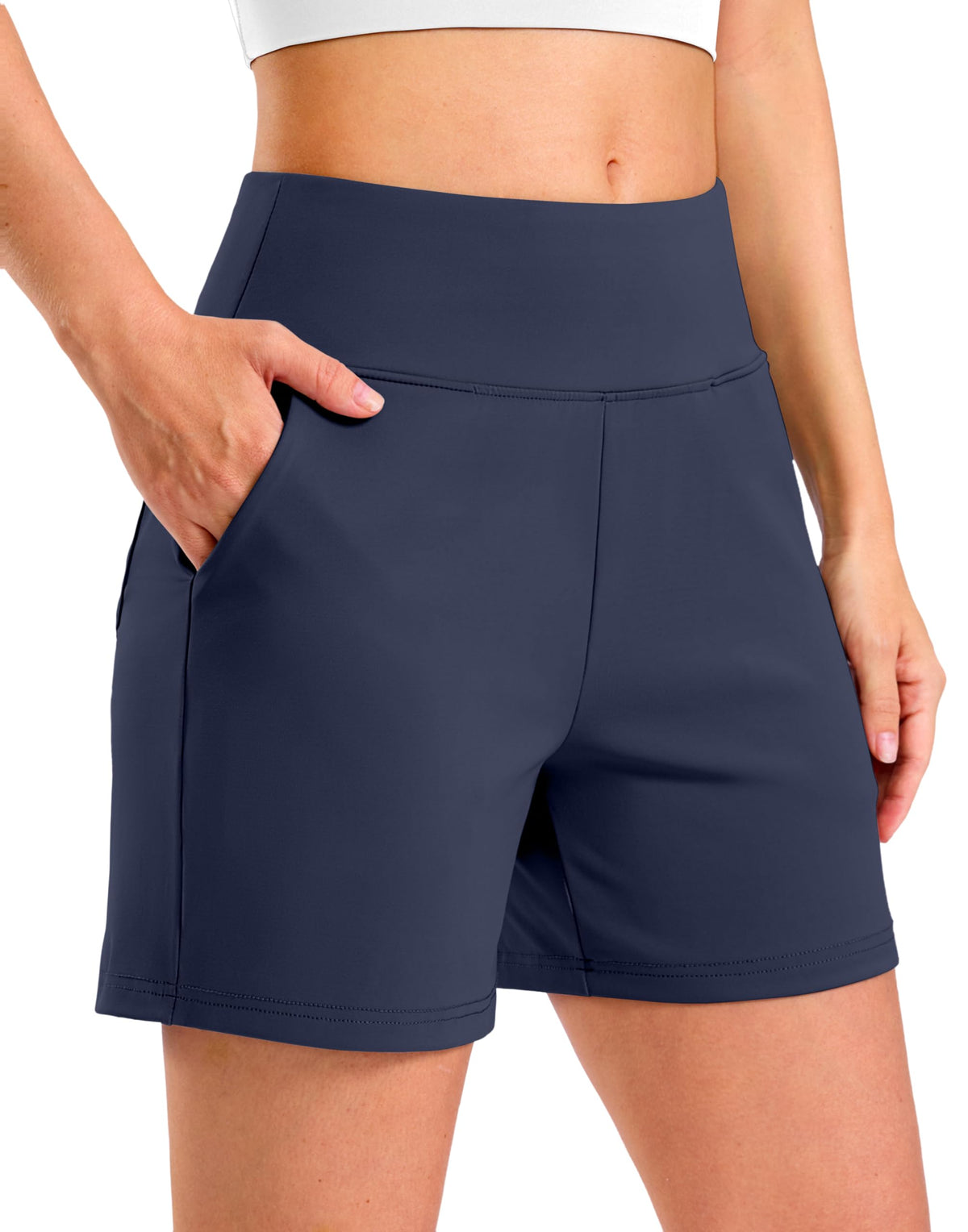 G Gradual Women's Bermuda Long Shorts with Pockets 9"/7"/5" High Waisted Shorts for Women Walking Athletic Workout