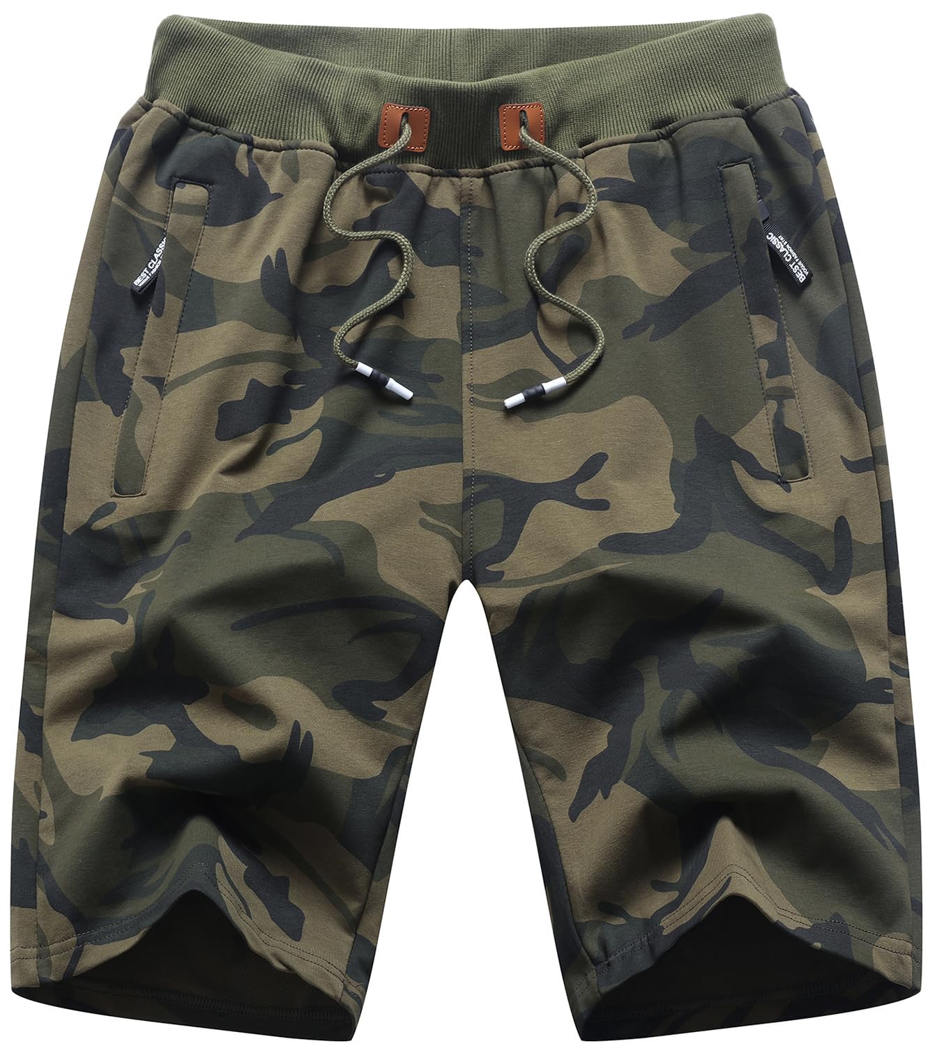 QPNGRP Mens Shorts Casual Drawstring Zipper Pockets Elastic Waist