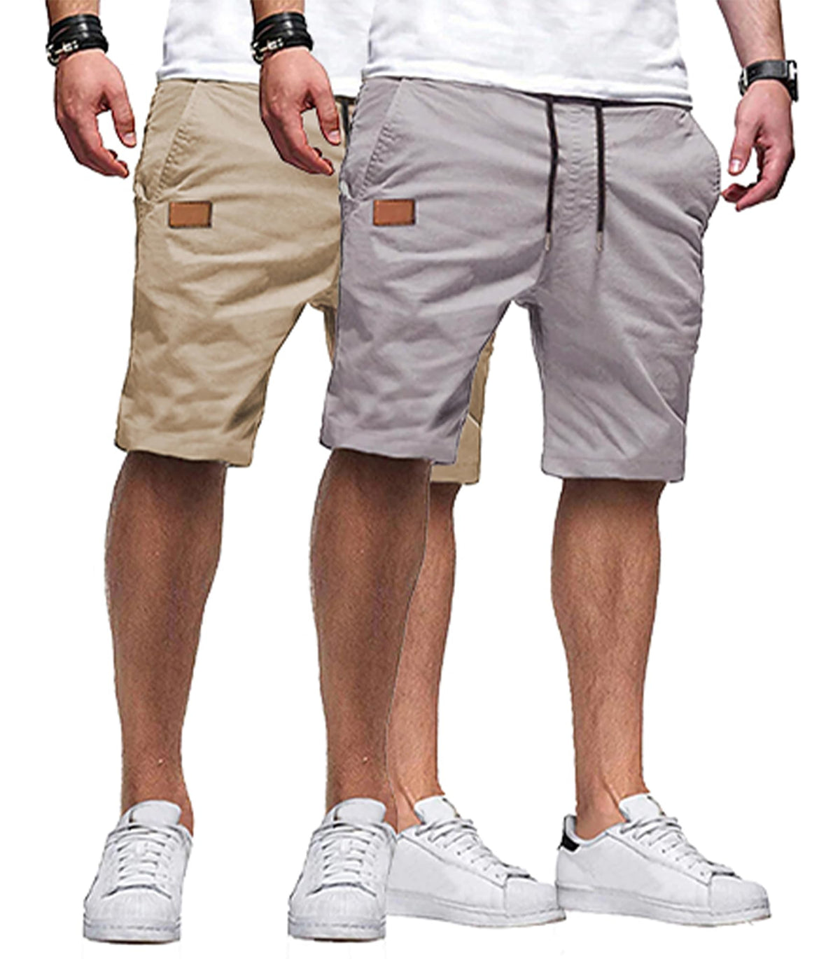 JMIERR Mens Cotton Stretch Shorts Casual Drawstring Twill Chino Shorts | Drawstring Waist, Phone Pockets, Golf, Summer Beach Cruise Outfits, Machine Wash