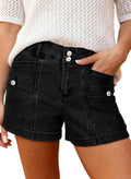 Astylish Women's High Waisted Shorts Jean Stretchy Casual Fashion Trendy Double Button Fly Denim Shorts