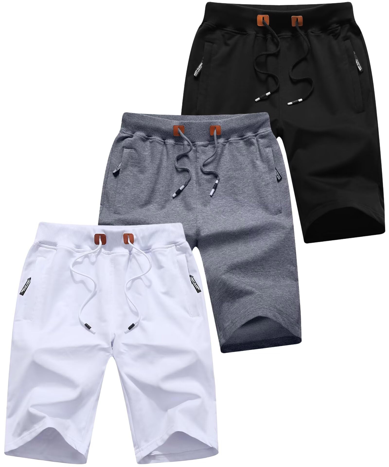 QPNGRP Mens Shorts Casual Drawstring Zipper Pockets Elastic Waist
