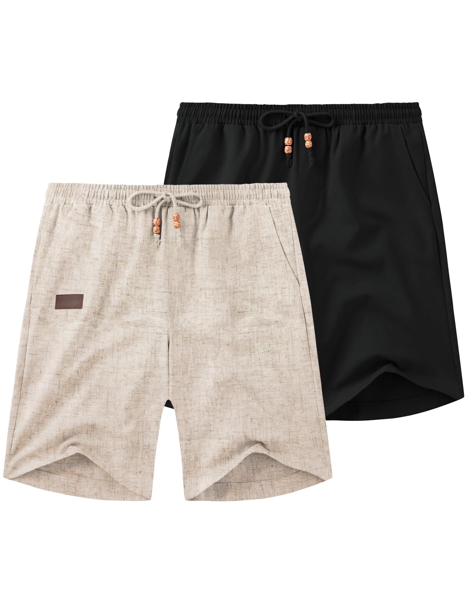 COOFANDY Mens Casual Linen Shorts Elastic Waist Drawstring Loose Fit Summer Beach Vacation Shorts with Pockets