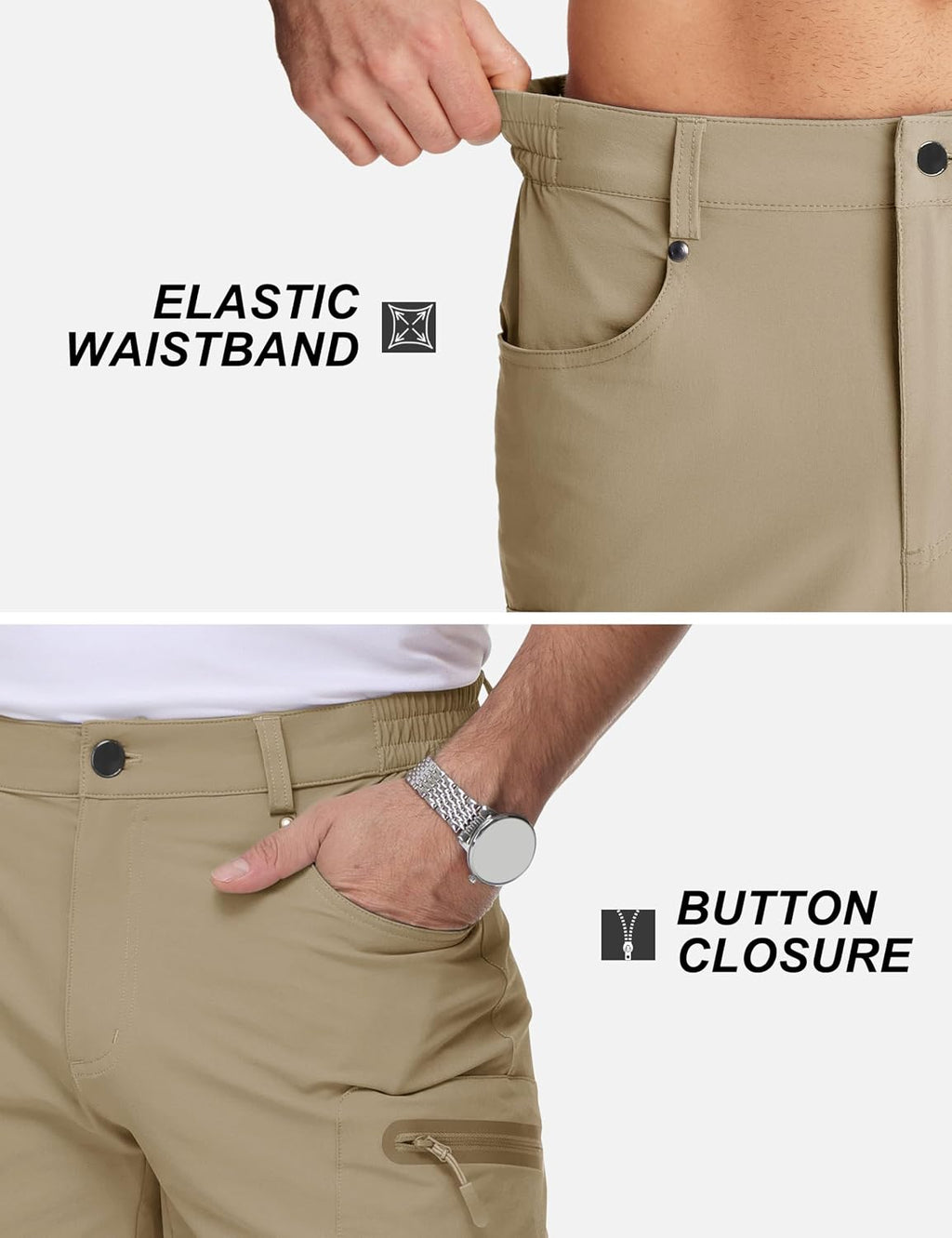 TACVASEN Men's Hiking Cargo Shorts 10" Quick Dry Lightweight Casual Summer Work Golf Shorts with 5 Pockets