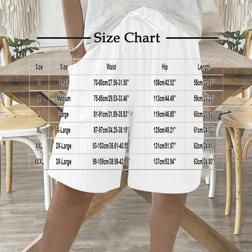 Cotton Linen Shorts for Women Knee Length Drawstring Bermuda Shorts with Pockets Summer Casual Baggy Wide Leg Outfits