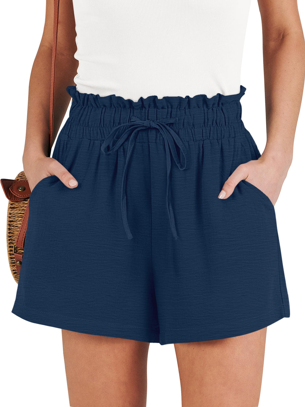 ANRABESS Shorts for Women Summer Casual High Waisted Wide Leg Drawstring Lounge Shorts Comfy 2026 Beach Vacation Clothes