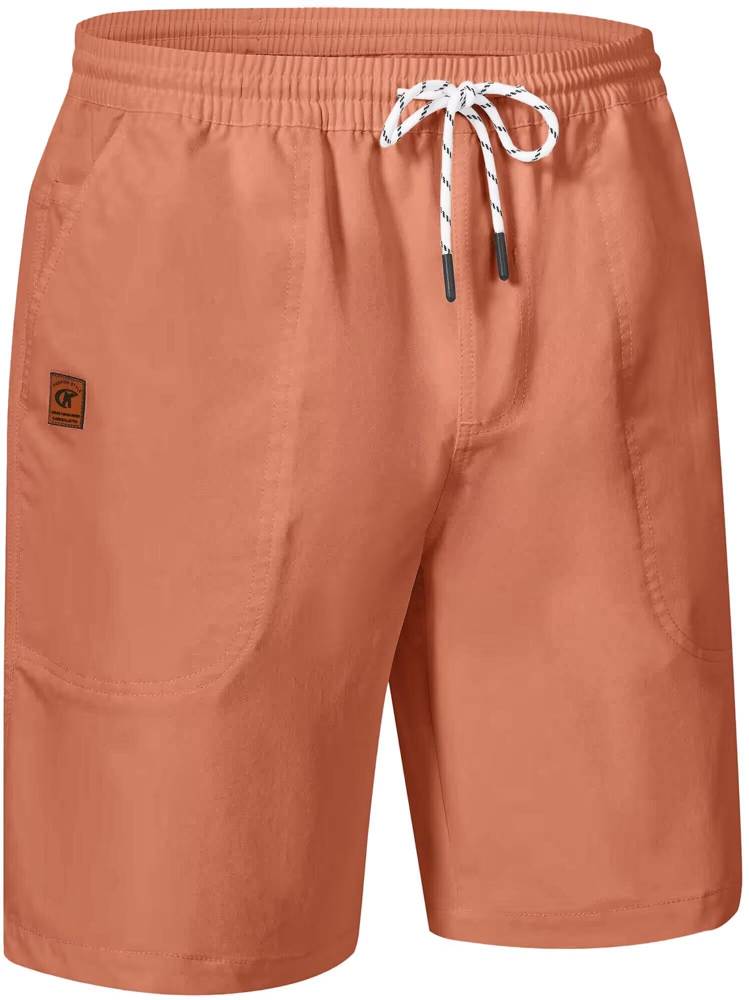 QPNGRP Men's Stretch Waist Casual Shorts with 5 Pockets Include 1 Zipper Pocket