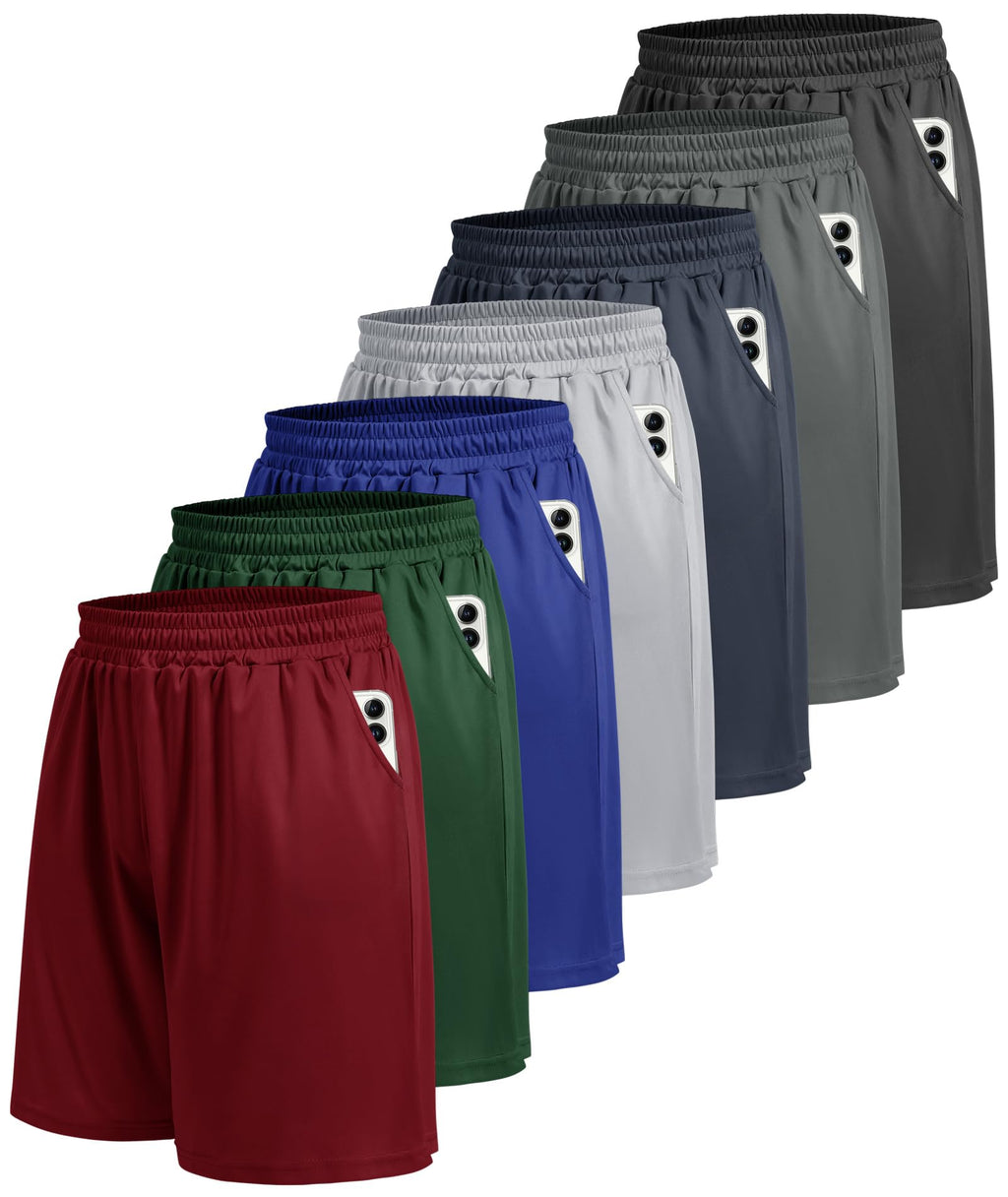 BOOJO 5 Pack Athletic Gym Mens Shorts - Workout Black Quick Dry Basketball Shorts with Pockets for Running Casual Activewear