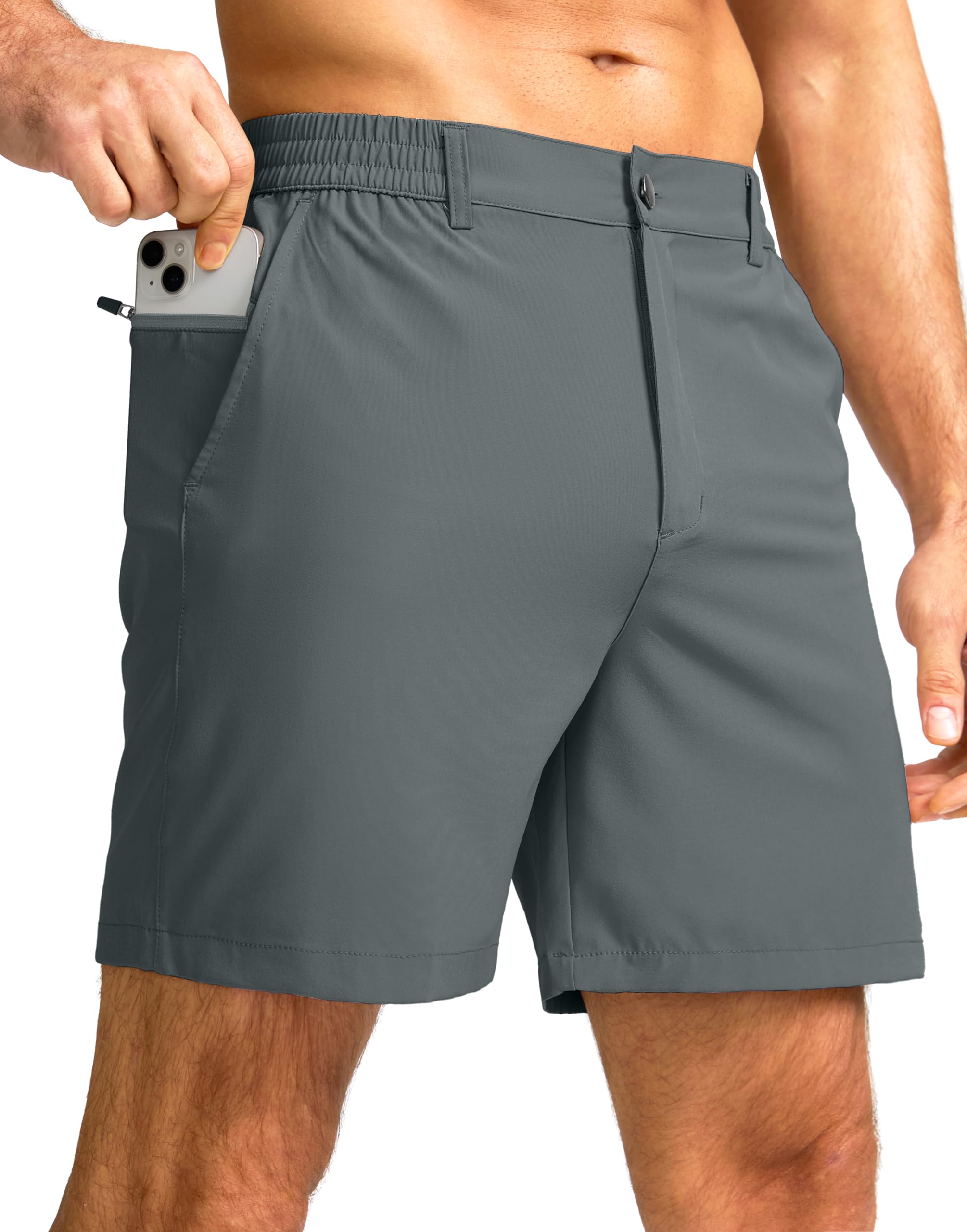 G Gradual Men's Casual Shorts 7" Lightweight Golf Shorts for Men Stretch with 3 Pockets Quick Dry Breathable Work Shorts