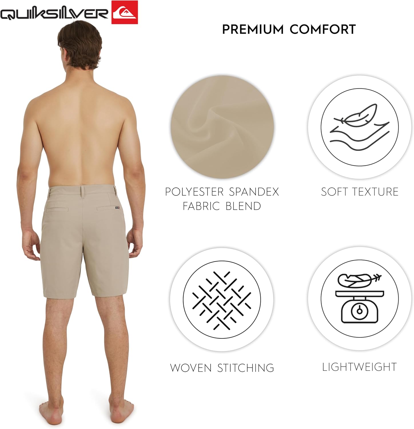 Quiksilver Men's Regular Fit Fixed Waist Water Friendly Active Hybrid Shorts
