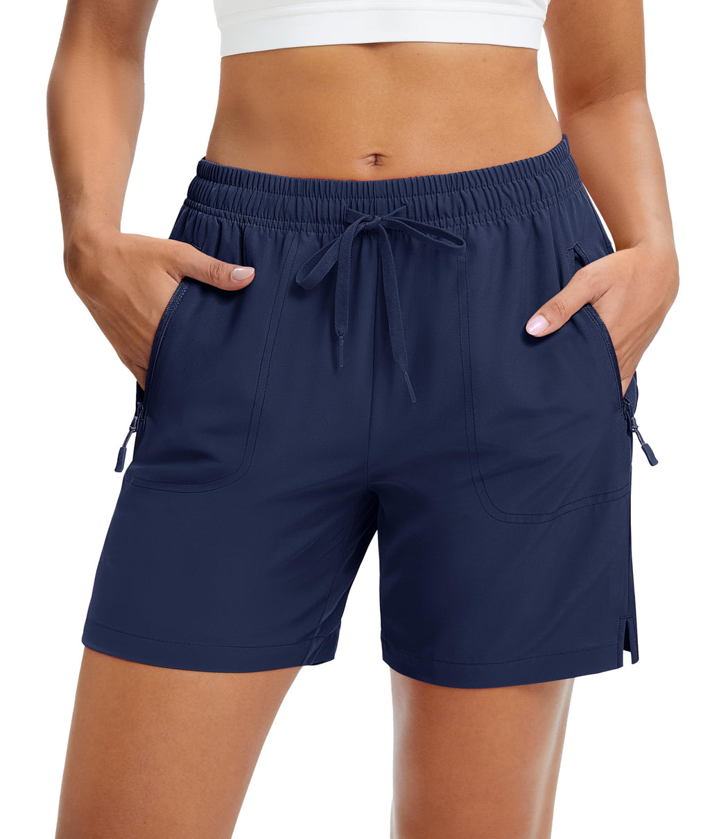 MAGCOMSEN Women's 5" Hiking Shorts UPF 50+ Quick Dry Lightweight Athletic Running Golf Summer Casual Shorts with Pockets