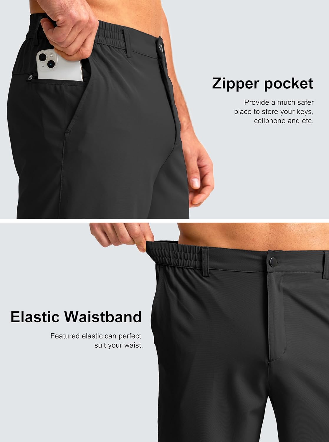G Gradual Men's Casual Shorts 7" Lightweight Golf Shorts for Men Stretch with 3 Pockets Quick Dry Breathable Work Shorts