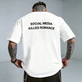 Black Graphic Tee for Men, "Social Media Killed Romance," Double-Sided Print Men's Fashion Apparel