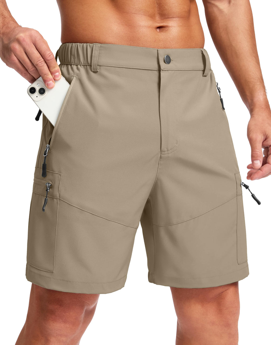 Pudolla Men's Hiking Cargo Shorts 9"/7"/11" Lightweight Outdoor Shorts for Men Trip Golf Camping Casual with 5 Zipper Pockets