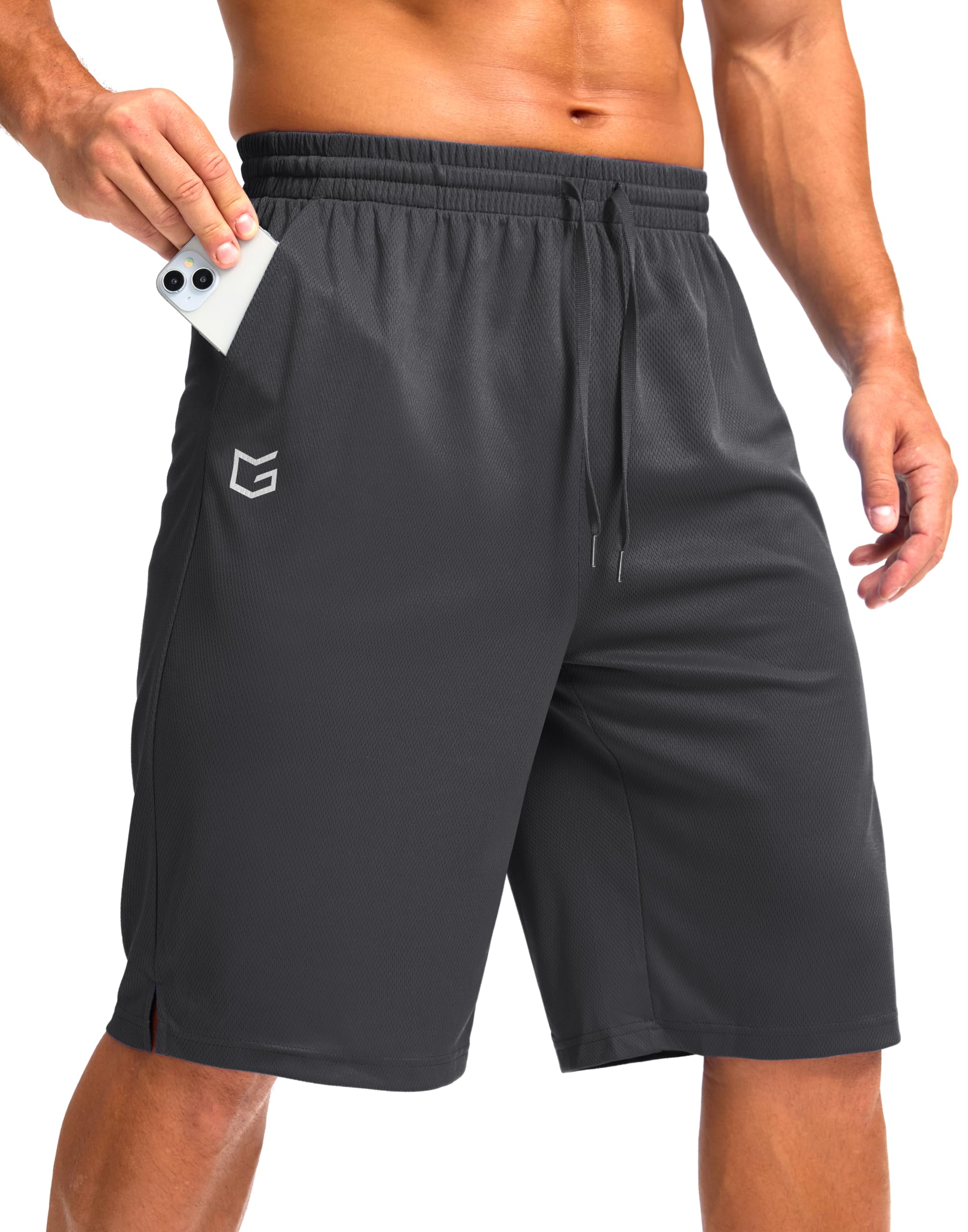 G Gradual Men's Athletic Shorts with Pockets 9" / 11" Long Basketball Shorts Lightweight Quick Dry Gym Workout Shorts for Men